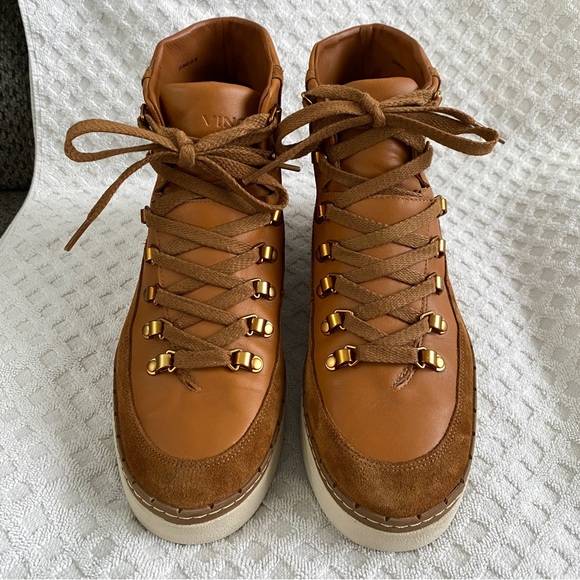 Vince Soren Suede & Leather High Top Sneaker Boot Tan Size 8M Retail $350 - Picture 4 of 13